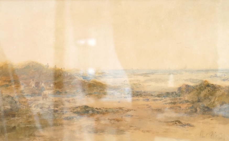 Albert Pollitt (1856-1926), 'Kelp Gatherers', signed and dated 1906, watercolour, 27 x 44cm